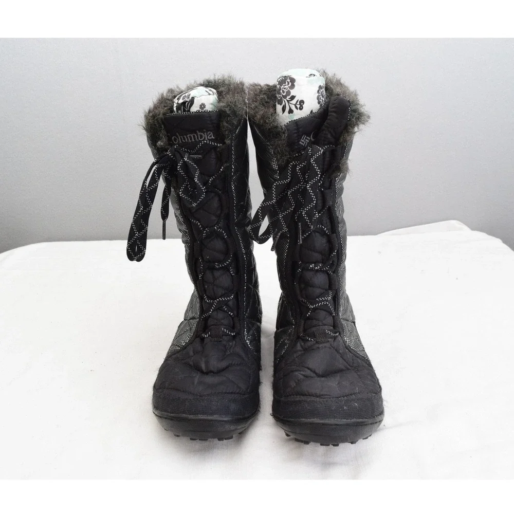 Columbia Minx Mid II Omni-Heat Boots 8.5 Black Silver Waterproof Women Winter